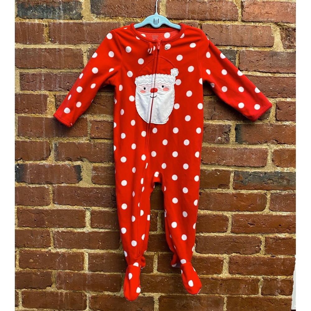 Carter’s fleece Xmas zip-up footie pajamas 18m